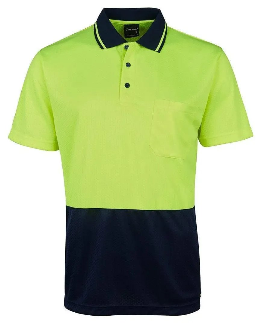 Jb's Wear Work Wear Lime/Navy / XS JB'S Hi-Vis Jacquard Non Cuff Polo 6HJNC